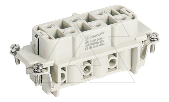 Вставка контактная, размер H16B, тип гнездо, 6P+PE, 35A, 400/690V, винтовой зажим фото