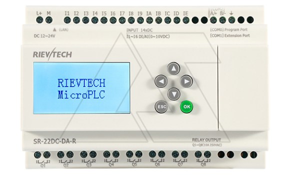 Программируемый логический контроллер SR-22DC-DA-R, 12_24VDC, 14DI(6AI/0_10V), 8RO(10A), RTC, Ethernet, ЖКИ фото