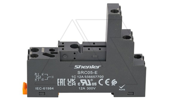 Цоколь SRC05-E, 12A(300V), винтовой зажим, черный, на рейку DIN35/панель, для реле шаг 3,5mm R2G1CO, RM87N, 41.31, RT1 фото