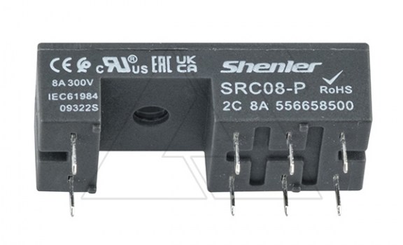 Цоколь SRC08-P, 8A(300V), для печатных плат, черный, для R2G1CH, R2G2CH, RM84, RM85, RM87L, RM87P, 41.52, 41.61, 41.81, RT2, G2RL, G5RL фото