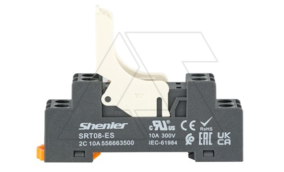 Цоколь SRT08-ES+SR20L, 10A(300V), с фиксатором, винтовой зажим, черный, на рейку DIN35/панель, для RFT2CO, 46.52, G2R-2, KRI2 фото