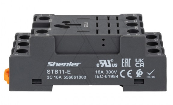 Цоколь STB11-E, 3CO, 16A(300V), винтовой зажим, черный, на рейку DIN35, для RKL3CO, 56.33, RPM3, LY3 фото