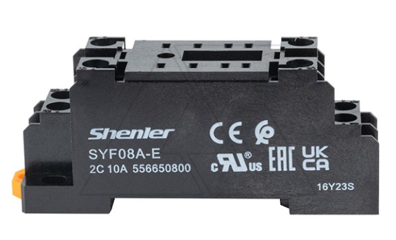 Цоколь SYF08A-E, 10A(300V), винтовой зажим, черный, на рейку DIN35, IP20, для RKM2CO, RKE2CO, RKF2CO фото