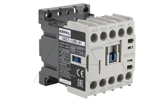 Мини-контактор UKC1-12M-01-230AC, 3P, 12A(AC-3), 20A(AC-1), 5.5kW(400VAC), Uк=230VAC, 1NC фото