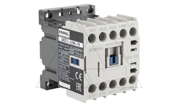 Мини-контактор UKC1-12M-10-230AC, 3P, 12A(AC-3), 20A(AC-1), 5.5kW(400VAC), Uк=230VAC, 1NO фото