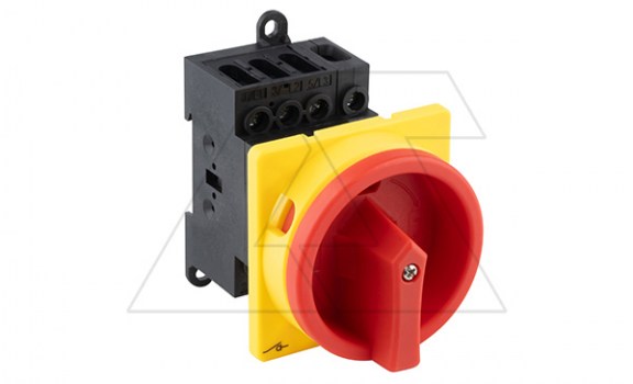 Выключатель нагрузки UKP1-425Z, 3Р+N, 25А/AC21, 7.5kW/AC23A, 440VAC, красная блок. рукоятка, монтаж на din-рейку/панель, IP20(контакты)/IP65(фронт) фото
