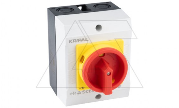 Выключатель нагрузки UKP1-432, 3Р+N, 32А/AC21, 11kW/AC23A, 440VAC, красная блок. рукоятка, в корпусе IP65 фото