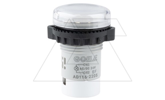 Индикатор светодиодный моноблочный AD116-22DS/A01, белый, LED 220VAC/DC, фильтр 91V, IP65, 22mm GQELE даташит схема
