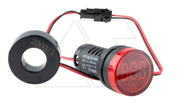Индикатор тока светодиодный моноблочный AD116-22DSA, красный, 1-100A, 60-450VAC, IP44, 22mm фото