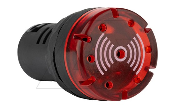 Акустическое сигнальное устройство (зуммер) AD116-22DS/MFS, 24VAC/DC, красный миг. LED, 22mm, IP50 фото