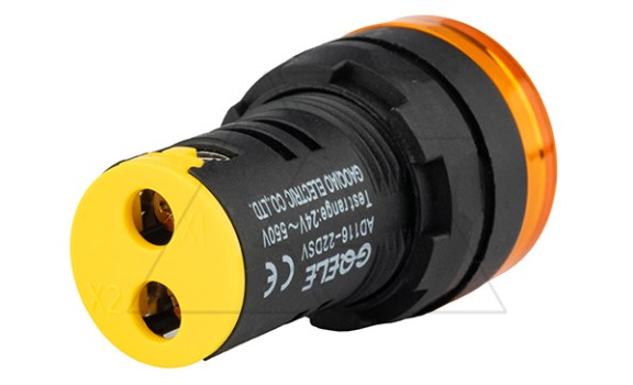 Индикатор напряжения светодиодный моноблочный AD116-22DSV, желтый, 24~550VAC, IP44, 22mm GQELE даташит схема