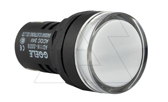 Индикатор светодиодный моноблочный AD116-22DS, белый, LED 12VAC/DC, IP65, 22mm фото