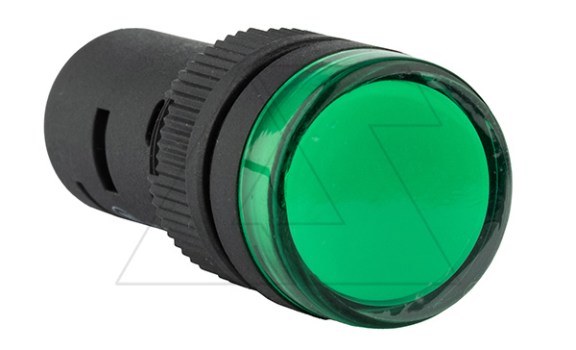 Индикатор светодиодный моноблочный AD16-16C, зеленый, LED 220VAC/DC, 16mm, IP50 фото