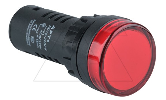 Индикатор светодиодный моноблочный AD16-22D, красный, LED 220VAC/DC, фильтр 30V, IP65, 22mm фото