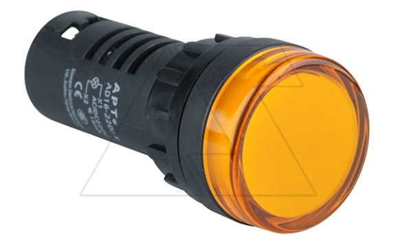 Индикатор светодиодный моноблочный AD16-22D, желтый, LED 220VAC/DC, фильтр 30V, IP65, 22mm фото