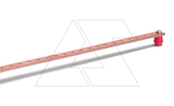 Шина медная эквипотенциальная 20x5x400mm с резьбовыми отверстиями M6 и 2-мя изоляторами фото