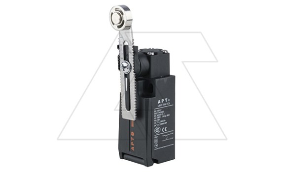Выключатель концевой ALS3-P, 1NO+1NC мгнов., Ith=10A, 3A 240V AC15/24V DC13, мет. регул. кач. рычаг с мет. роликом, пласт. корпус, IP67, отв. M20 фото