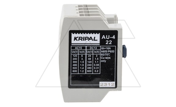 Блок-контакт вспом. AU-4-22, 2NO+2NC, фронт. монтаж, для контакторов UKC(D)-9_95 Kripal даташит схема