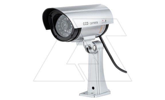 Муляж камеры Virone c LED-индикатором, внутри и снаружи помещений, серебристый корпус, питание 2x1,5V AA-батарейки фото