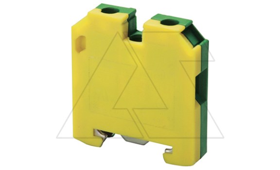 Мини-клемма защитного проводника CGMT4 /6x27mm, DIN15, винтовая, 2 присоед., 4(max 6)mm2, желто-зеленая фото