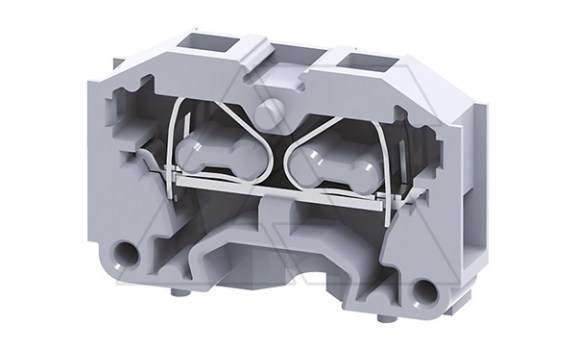 Мини-клемма проходная модульная CM2.5S /6x30mm, монтаж на панель, пружинная, 2 присоед., 2,5(max 4)mm2, 24A, 500V, серая фото