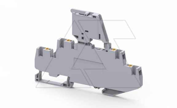 Клемма двухъярусная с держателем предохранителя CPDLF2.5L6-60V /6x107,9mm, push-in, 4 присоед., 2,5(max 4)mm2, 6,3/20A, 500V, LED 6-60V, серая фото
