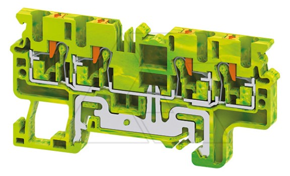 Клемма защитного проводника CPG2.5/4 /5x74,7mm, push-in, 4 присоед., 2,5(max 4)mm2, желто-зеленая фото