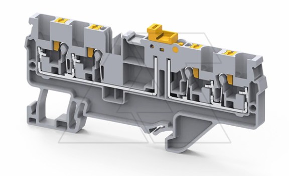 Клемма с ножевым размыкателем CPK2.5/4 /5x84mm, push-in, 4 присоед., 2,5(max 4)mm2, 20A, 1000V, серая фото