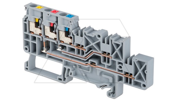 Клемма подвода питания CPPT2.5/4 /7x96,5mm, push-in, 3 присоед., 2,5(max 4)mm2, 20A, 250V, серая Connectwell даташит схема