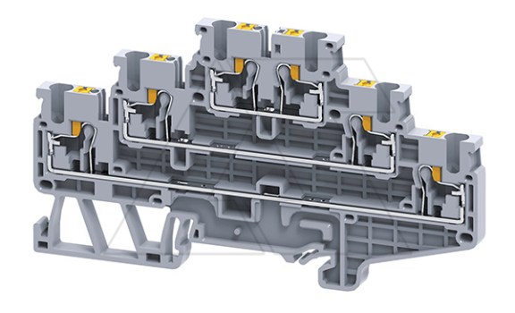 Клемма трехъярусная CPTL2.5 /5x102mm, push-in, 6 присоед., 2,5(max 4)mm2, 20A, 500V, серая фото