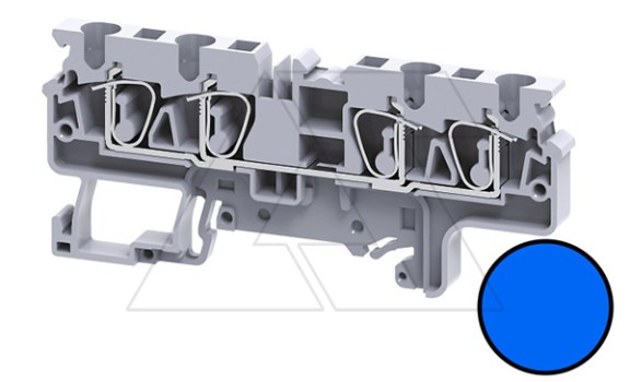 Клемма проходная CX4/4BU /6x86,2mm, пружинная, 4 присоед., 4(max 6)mm2, 32A, 1000V, синяя фото