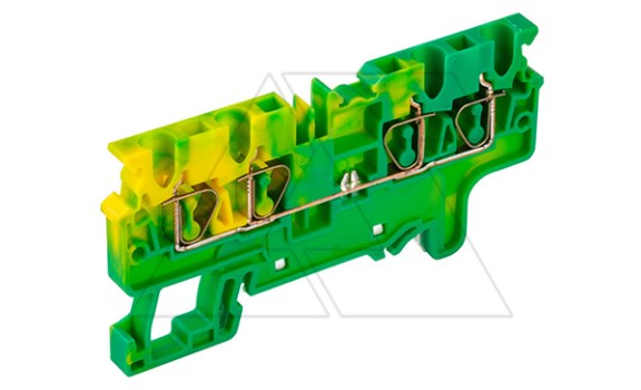 Клемма защитного проводника CXG2.5/4 /5x74,7mm, пружинная, 4 присоед., 2,5(max 4)mm2, желто-зеленая Connectwell даташит схема