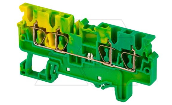 Клемма защитного проводника CXG2.5/4 /5x74,7mm, пружинная, 4 присоед., 2,5(max 4)mm2, желто-зеленая фото