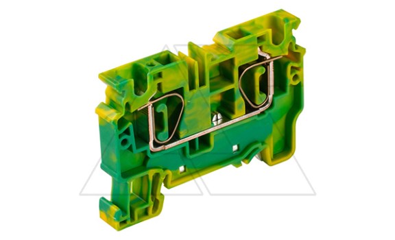 Клемма защитного проводника CXG6 /8x62,1mm, пружинная, 2 присоед., 6mm2, желто-зеленая Connectwell даташит схема