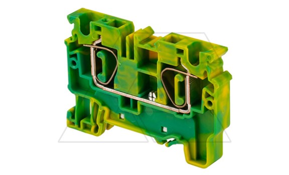 Клемма защитного проводника CXG6 /8x62,1mm, пружинная, 2 присоед., 6mm2, желто-зеленая фото