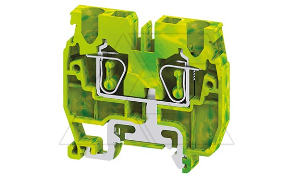 Мини-клемма защитного проводника CXMG2.5 /5x37mm, DIN15, пружинная, 2 присоед., 2,5(max 4)mm2, желто-зеленая фото