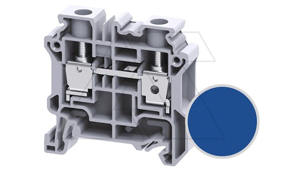 Клемма проходная CY10BU /10x50mm, винтовая, 2 присоед., 10mm2, 57A, 1000V, синяя фото