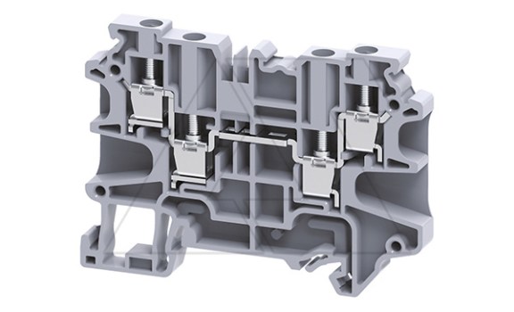 Клемма проходная CY4/4 /6x69,7mm, винтовая, 4 присоед., 4(max 6)mm2, 32A, 500V, серая фото