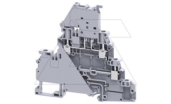 Клемма двухъярусная с держателем предохранителя CYDLF4 /6x94,5mm, винтовая, 4 присоед., 4(max 6)mm2, 10/32A, 500V, серая фото