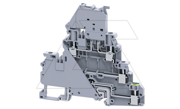 Клемма двухъярусная с держателем предохранителя CYDLGF4 /6x94,5mm, винтовая, 5 присоед., F/L/PE, 4(max 6)mm2, 10/32A, 500V, серая фото