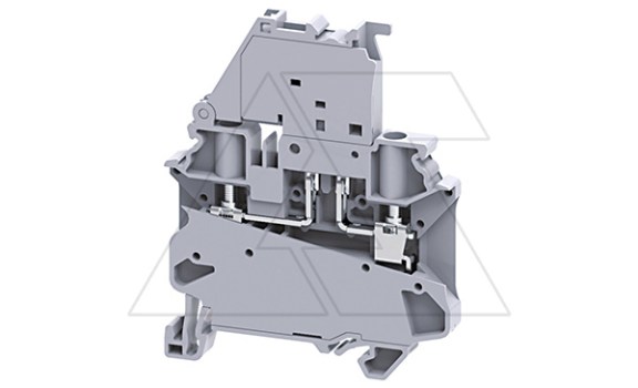 Клемма с держателем предохранителя CYF4L110-240V /6x58,8mm, винтовая, 2 присоед., 4(max 6)mm2, 10A, 1000V, LED 110-240V, серая фото