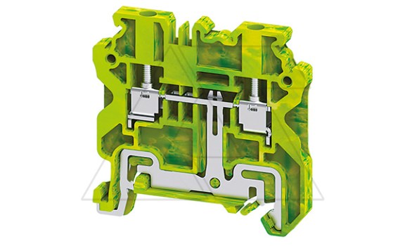 Клемма защитного проводника CYG2.5 /5x50mm, винтовая, 2 присоед., 2,5(max 4)mm2, желто-зеленая фото