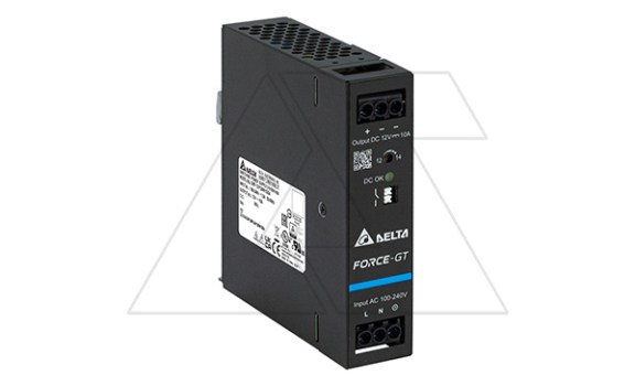 Блок питания импульсный Force-GT, 120W, 10А, 90_264VAC / 12VDC, DIN35, реле DC OK, винт.клеммы, ал.корпус фото