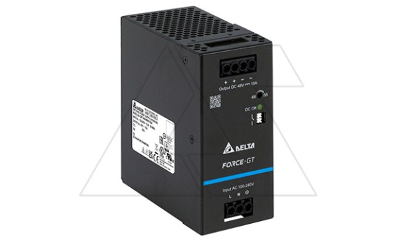 Блок питания импульсный Force-GT, 480W, 10А, 90_264VAC / 48VDC, DIN35, реле DC OK, винт.клеммы, ал.корпус фото