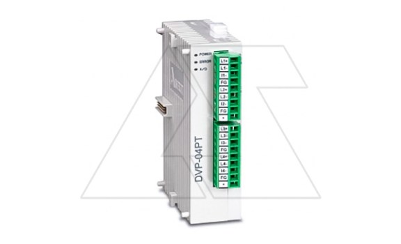 Модуль измерения температуры DVP04PT-S, 4xPt100/Ni100/Pt1000/Ni1000, 14 бит (0.1°C), RS485 фото