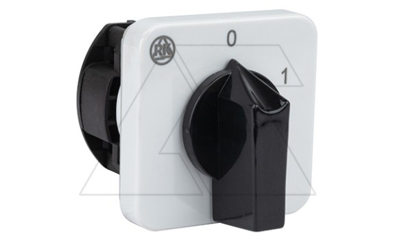 Переключатель BS 25 90 U, 1P, 25A, тип 0-1 (60°), 1NO на 1, 3.7kW(230VAC по АС-23), на дверь, фронт IP40 фото