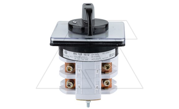 Переключатель BS 125 10 U, 3P, 125A, тип 0-1, 41kW(400VAC по АС-3), на дверь, фронт IP40 Rade Koncar даташит схема