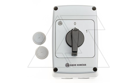 Переключатель PNGBS 25 10, 3P, 25A, тип 0-1, 11kW(400VAC по АС-23), черная рукоятка, в корпусе IP65 Rade Koncar даташит схема