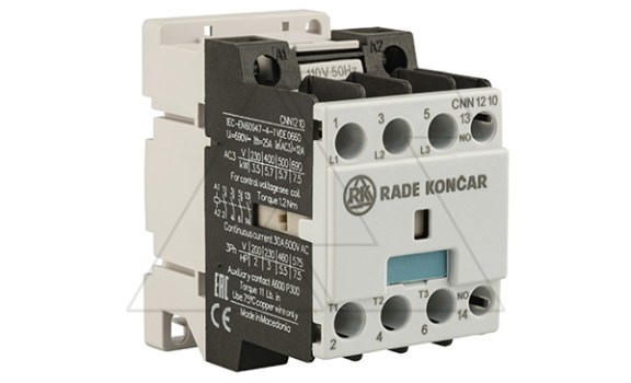 Контактор CNN 12 10 110V 50Hz, 3P, 12A/(25A по AC-1), 5.7kW(400VAC), 110VAC, 1NO фото