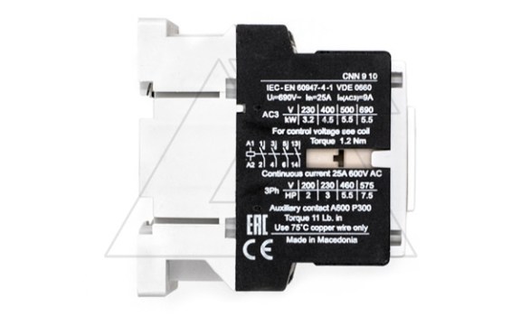 Контактор CNN 9 10 24V 50Hz, 3P, 9A/(25A по AC-1), 4.5kW(400VAC), 24VAC, 1NO Rade Koncar даташит схема